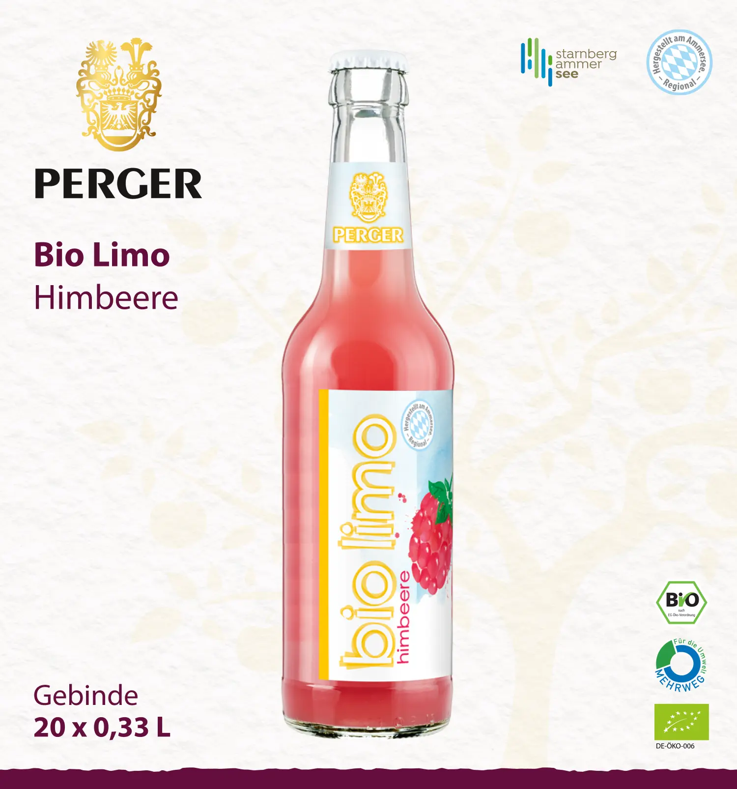 Bio Limo Himbeere (20 x 0,33L Kiste)
