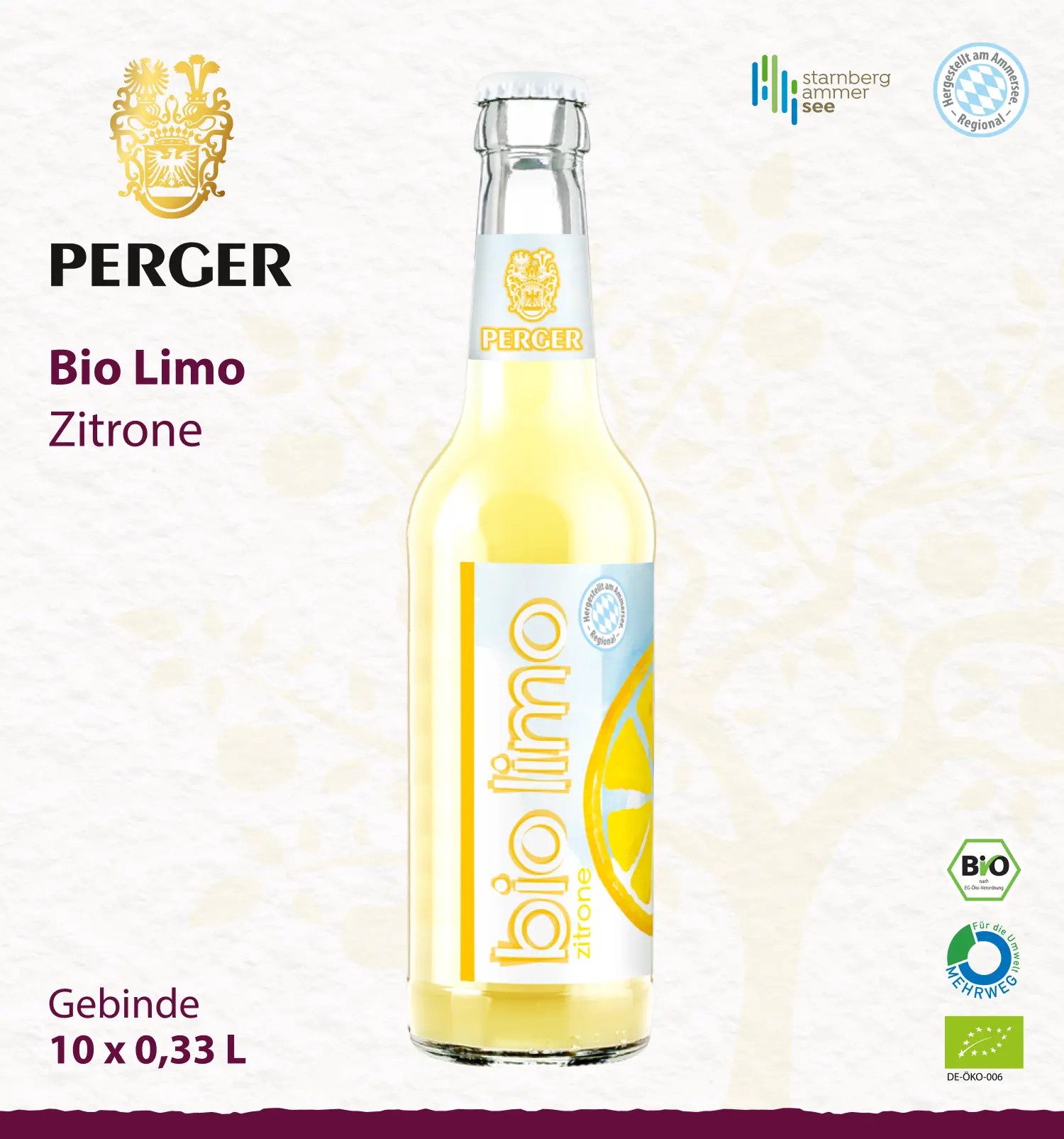 Bio Limo Zitrone (10 x 0,33L Kiste)