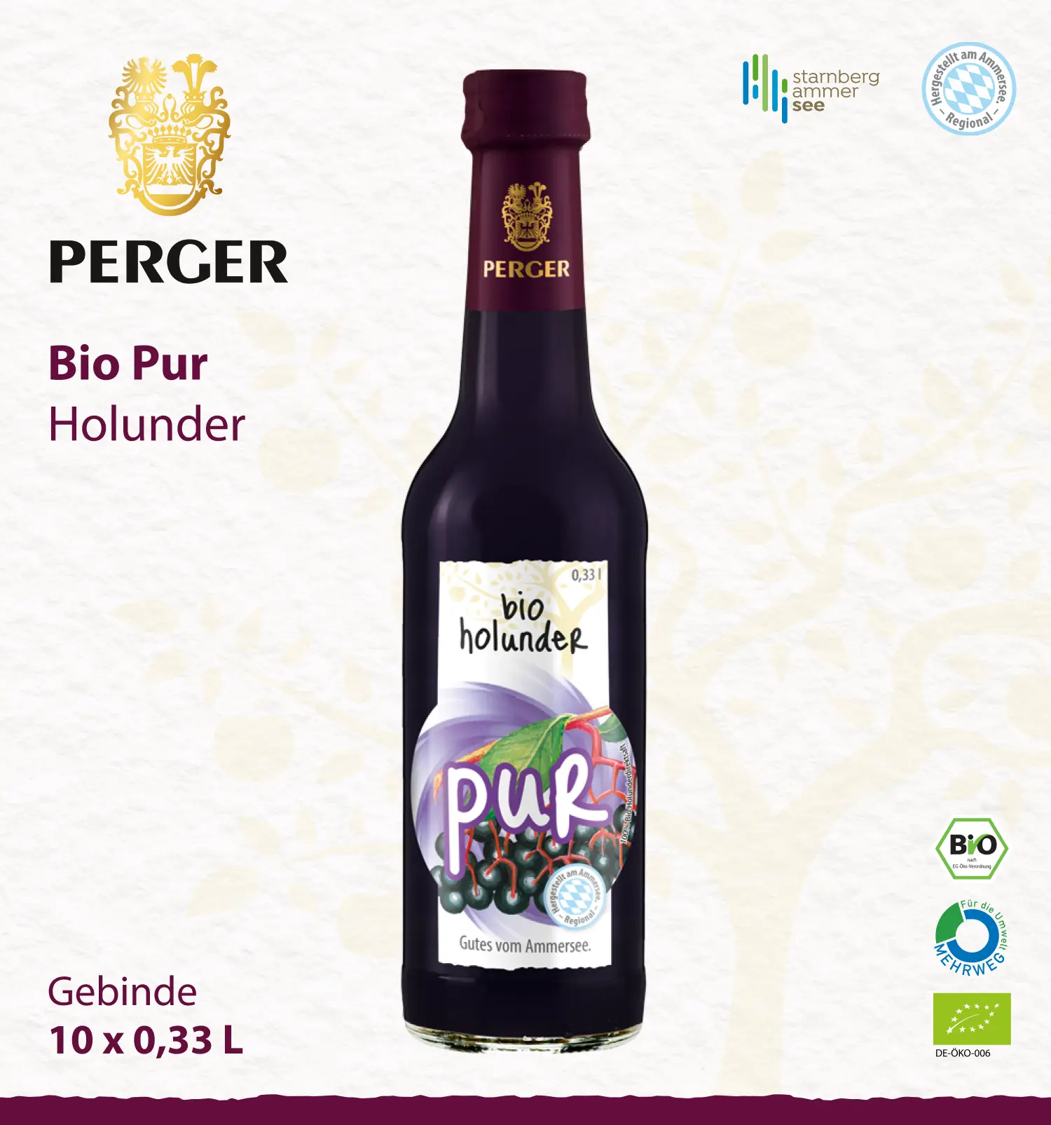 Bio Pur Holunder (10 x 0,33L Kiste)
