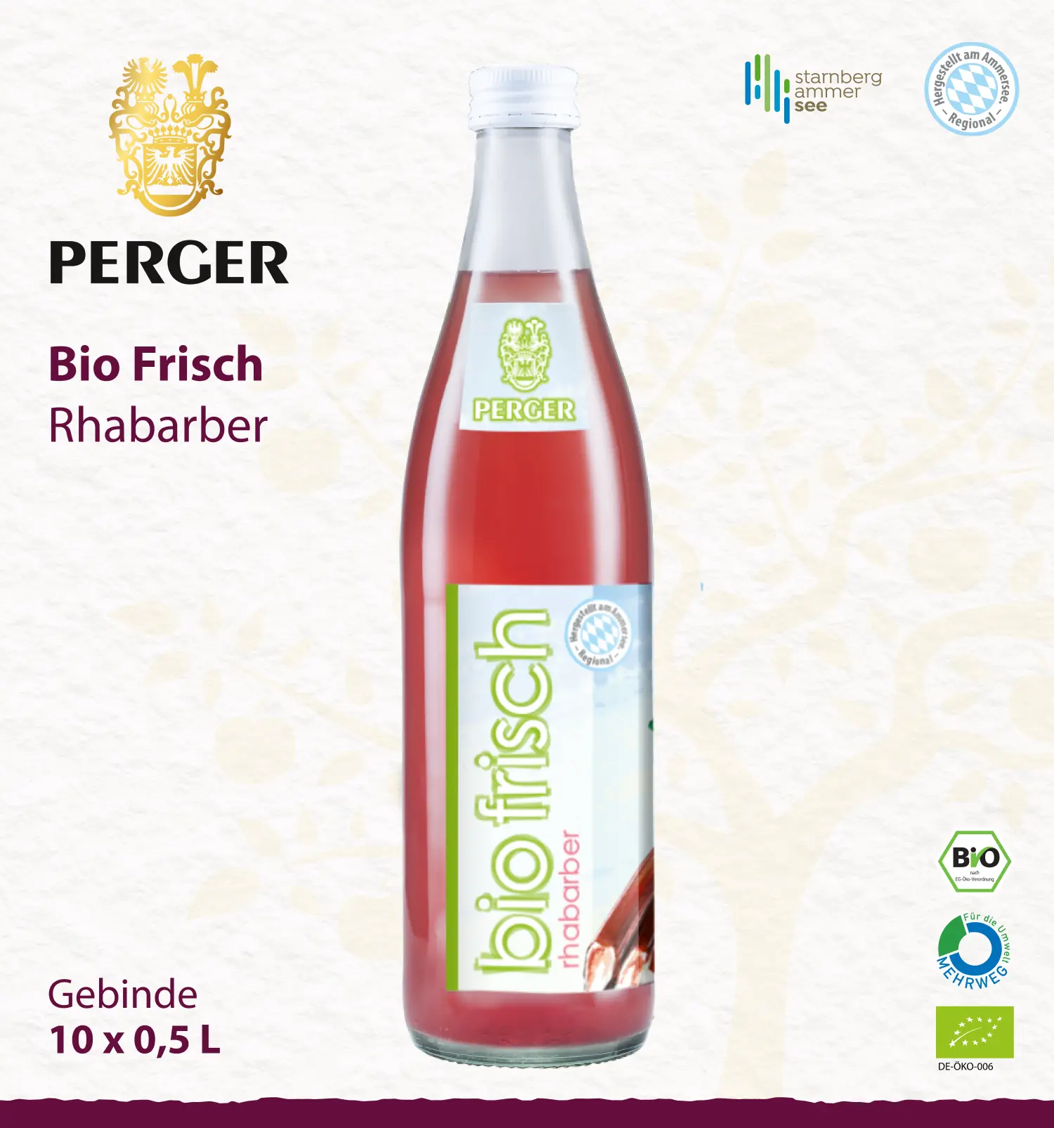 Bio Frisch Rhabarber (10 x 0,5L Kiste)