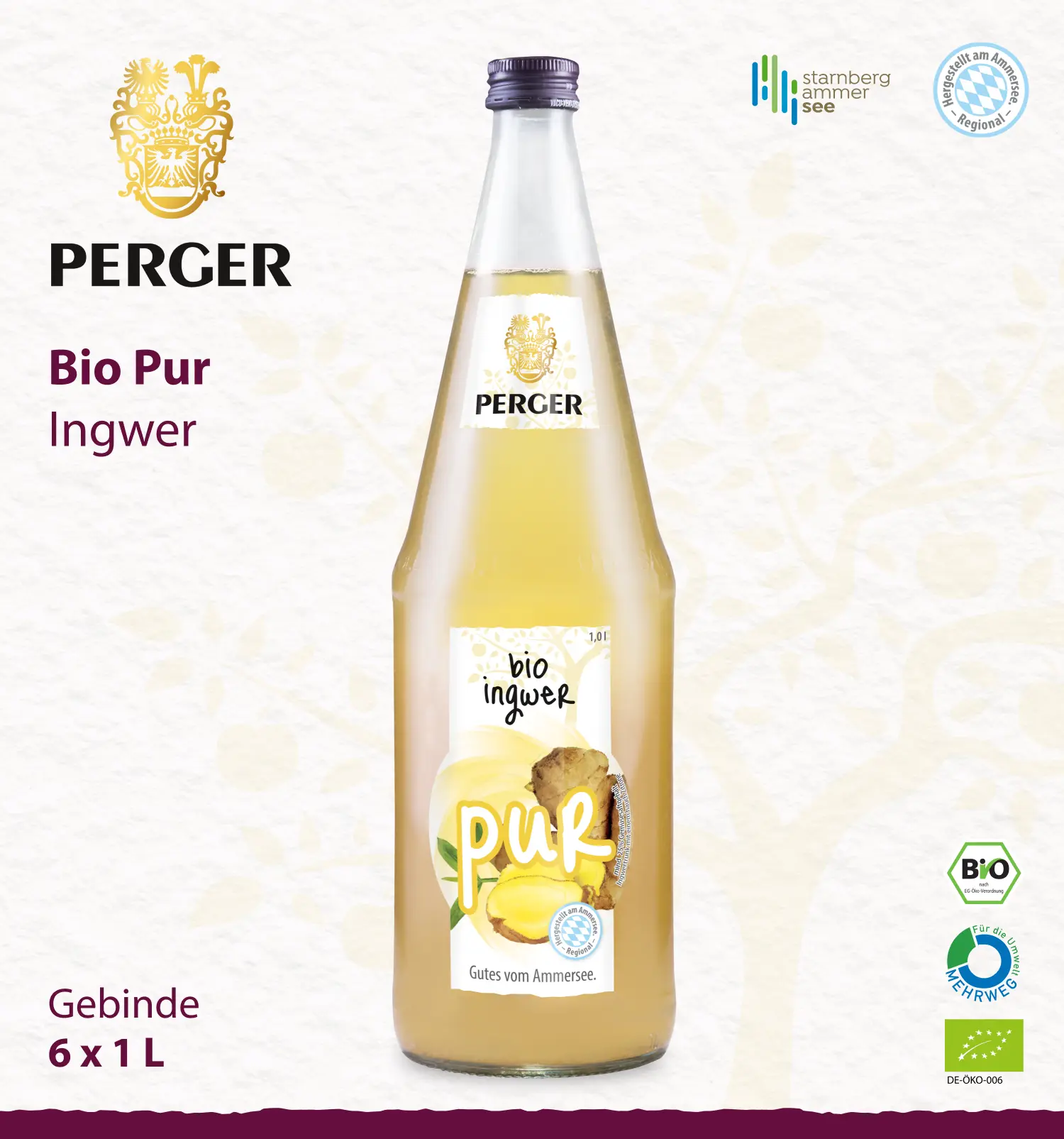 Bio Pur Ingwer (6 x 1L Kiste)