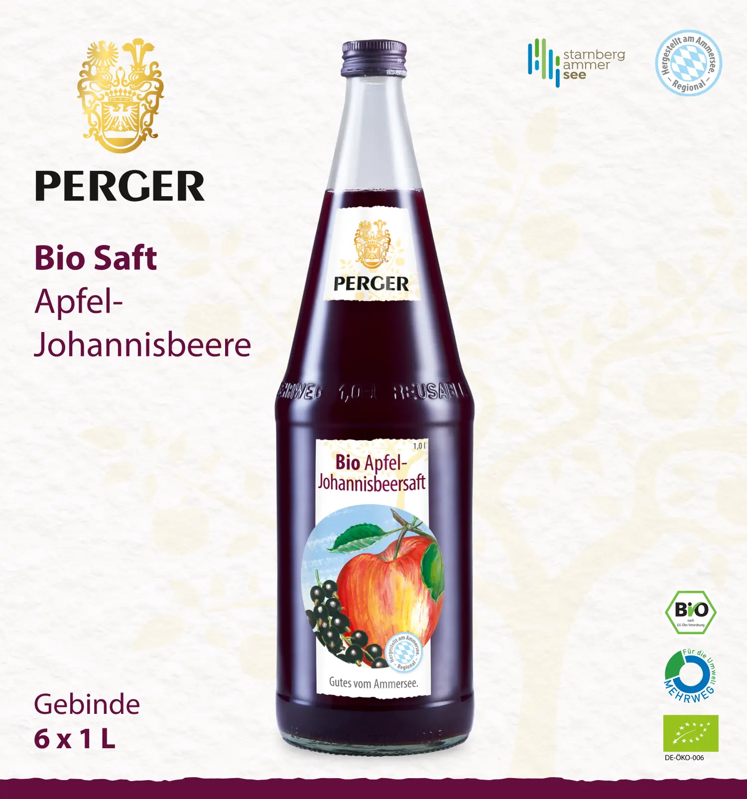 Biokreis Apfel-Johannisbeersaft (6 x 1L Kiste)