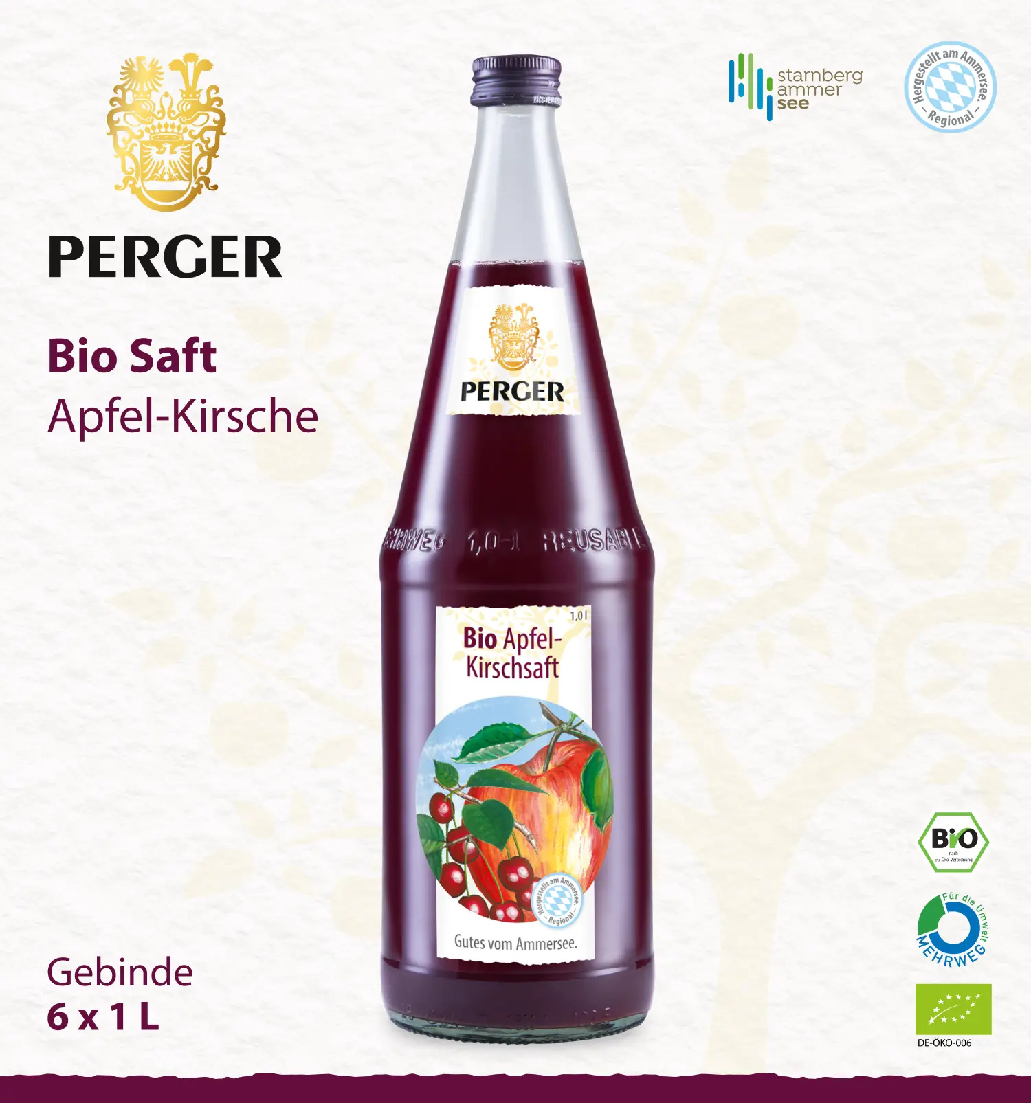 Biokreis Apfel-Kirschsaft (6 x 1L Kiste)