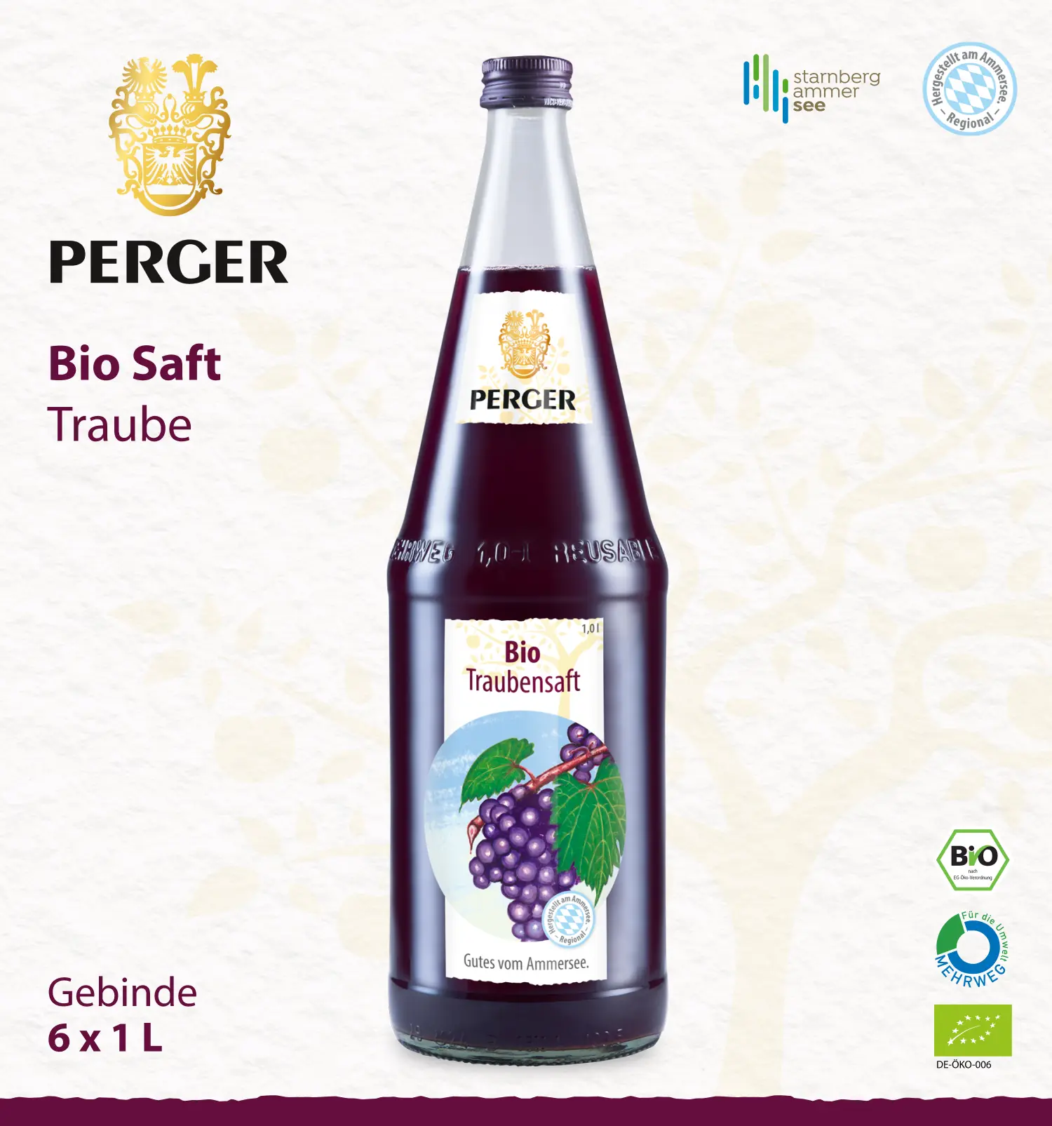 Biokreis Traubensaft (6 x 1L Kiste)