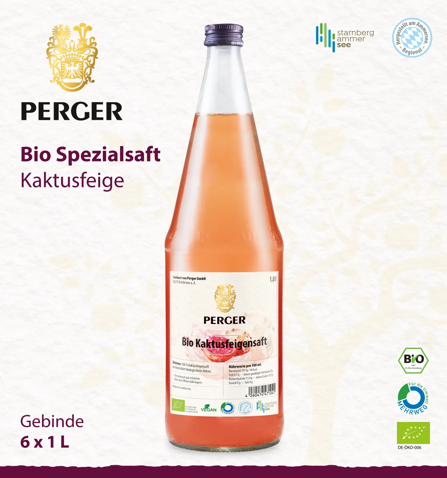 Bio Kaktusfeigensaft (6 x 1L Kiste)