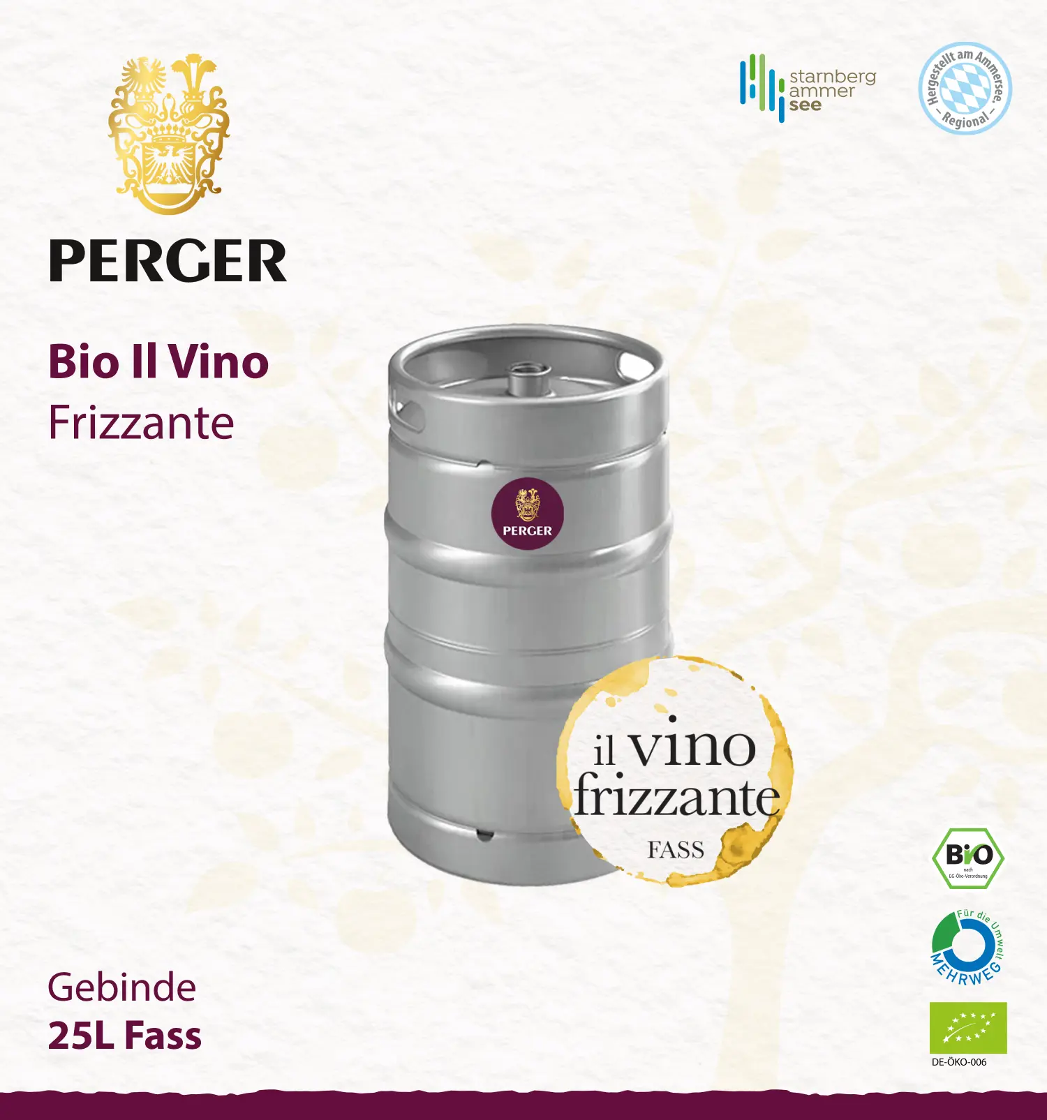 Il Vino Frizzante – Bio Perlwein (25L Fass)