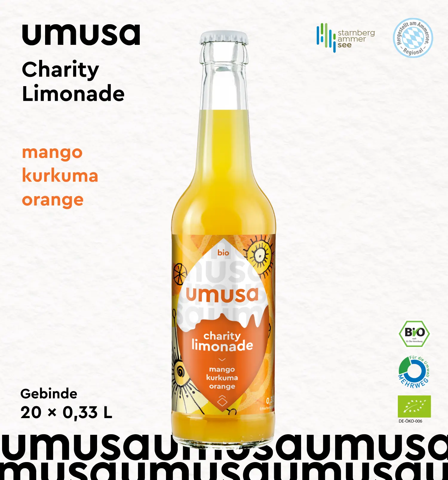 UMUSA Limo – Mango Kurkuma Orange (20 x 0,33L Kiste)