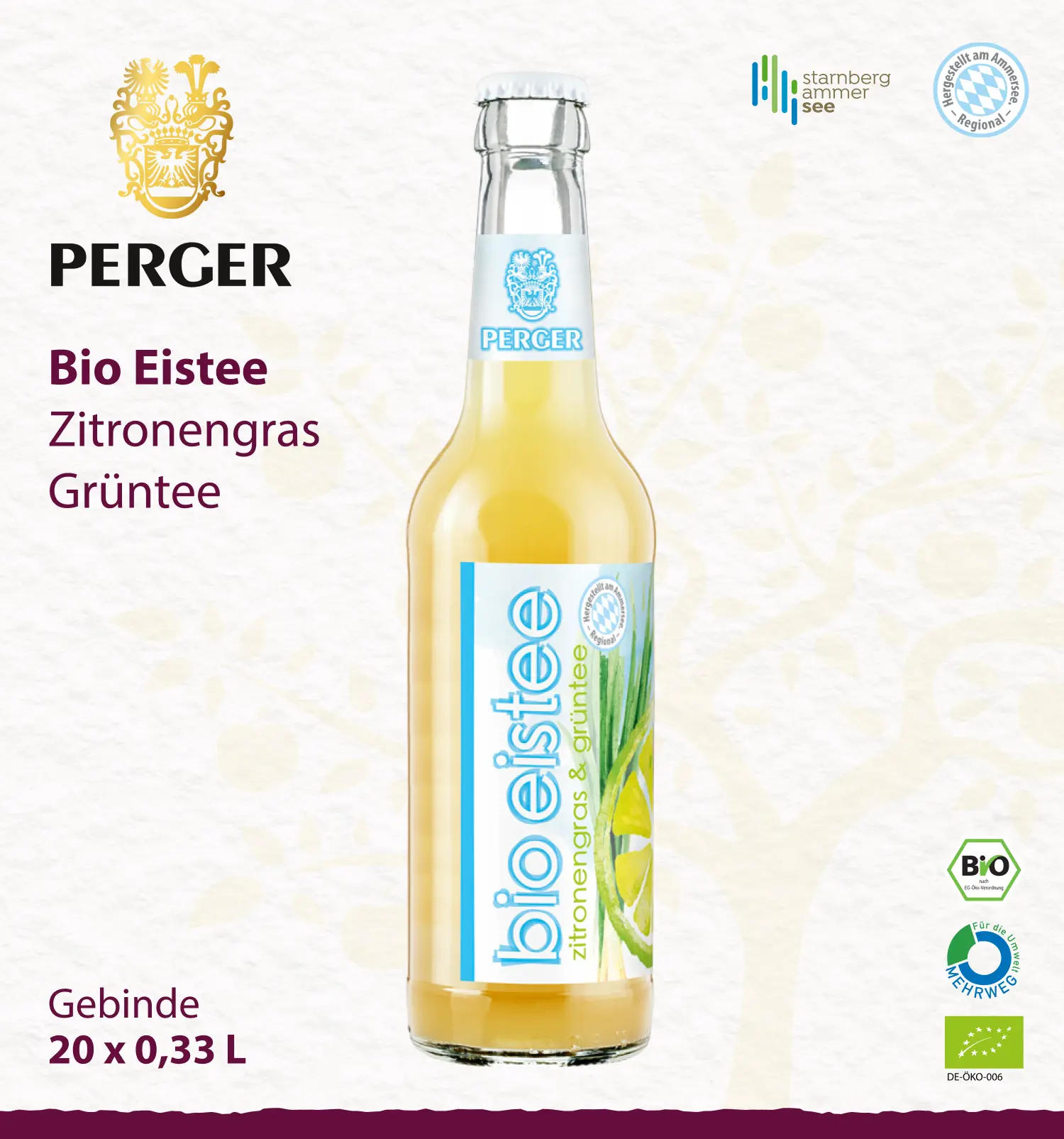 Bio Eistee Zitronengras-Grüntee (20 x 0,33L Kiste)