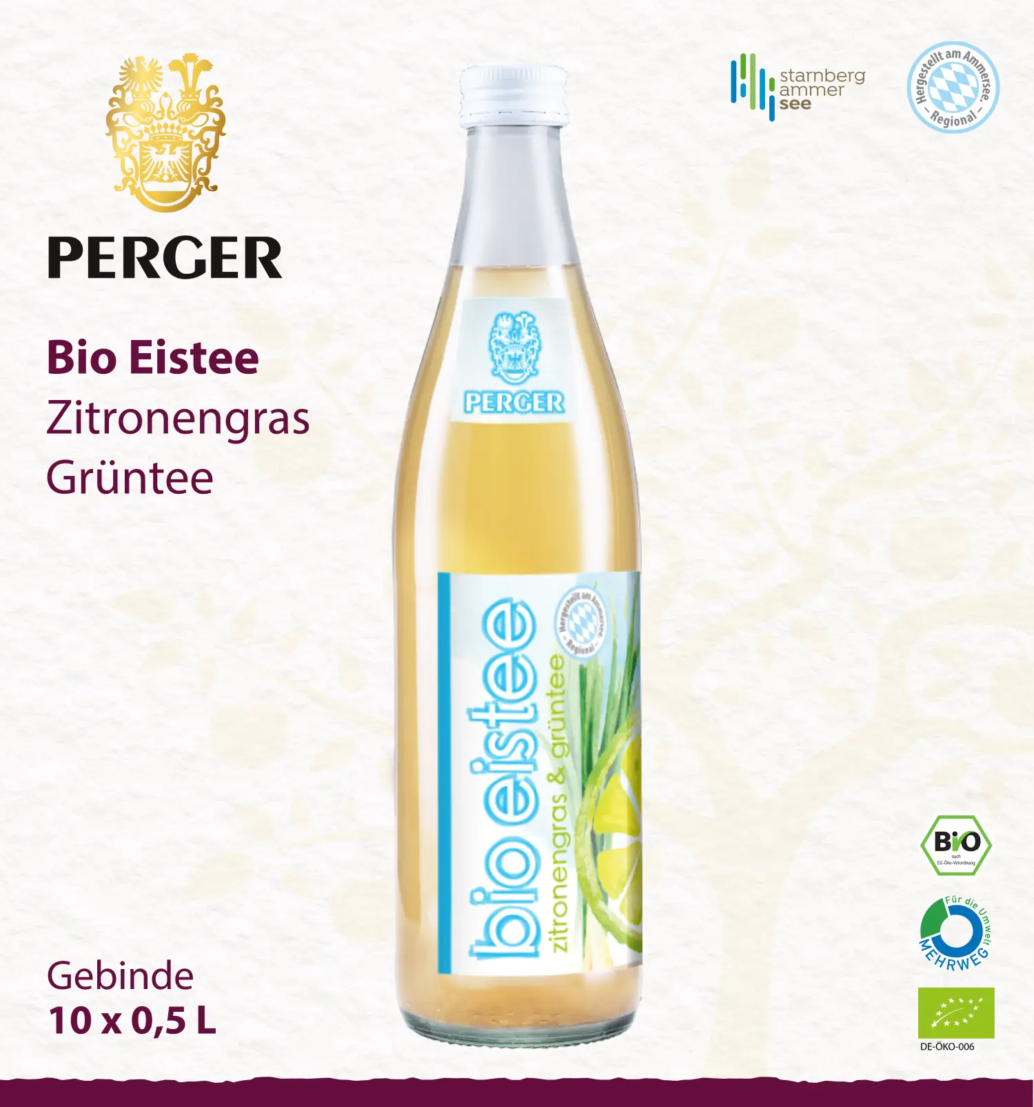 Bio Eistee Zitronengras-Grüntee (10 x 0,5L Kiste)