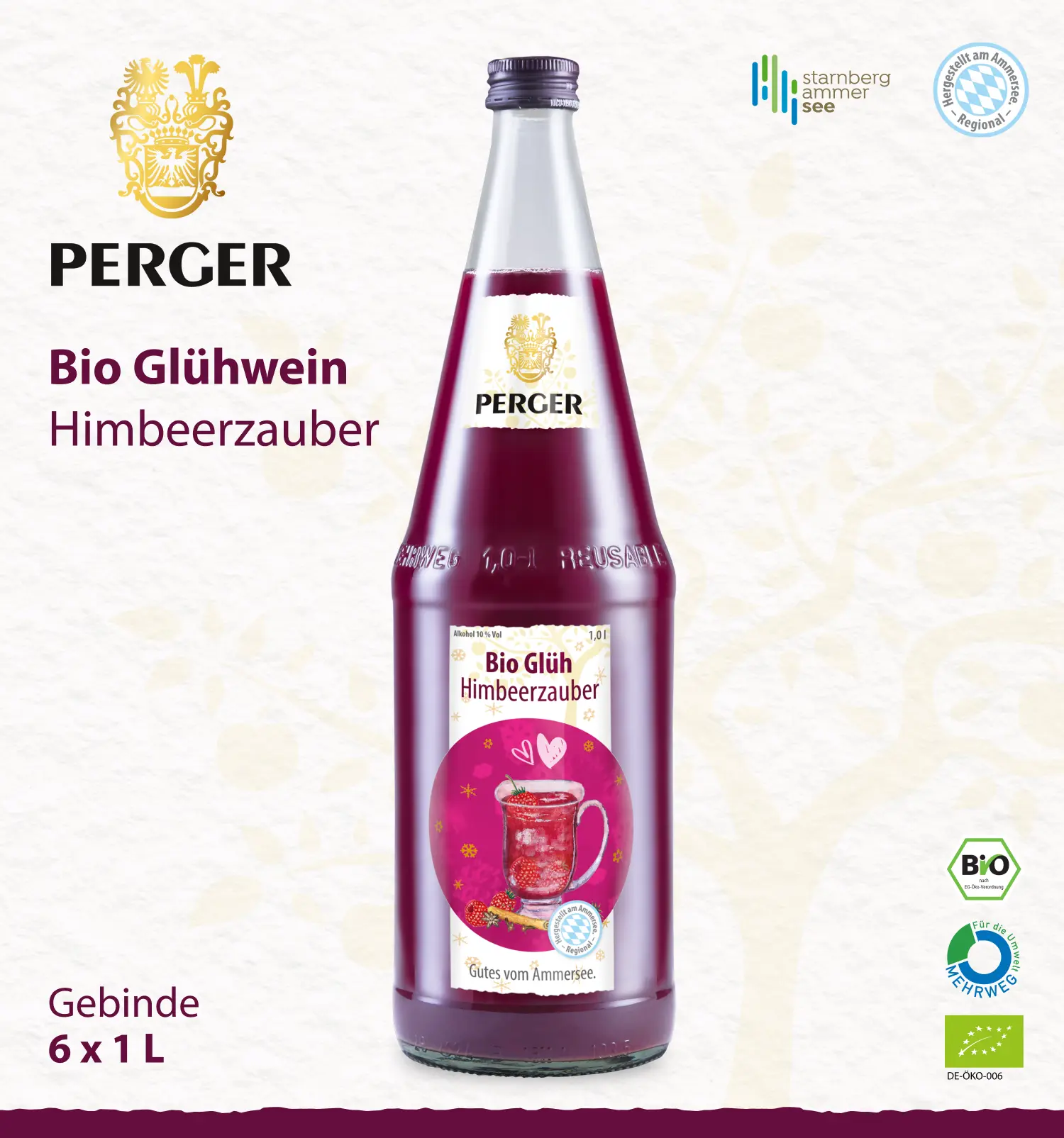 Bio Glühwein Himbeerzauber (6 x 1L Kiste)