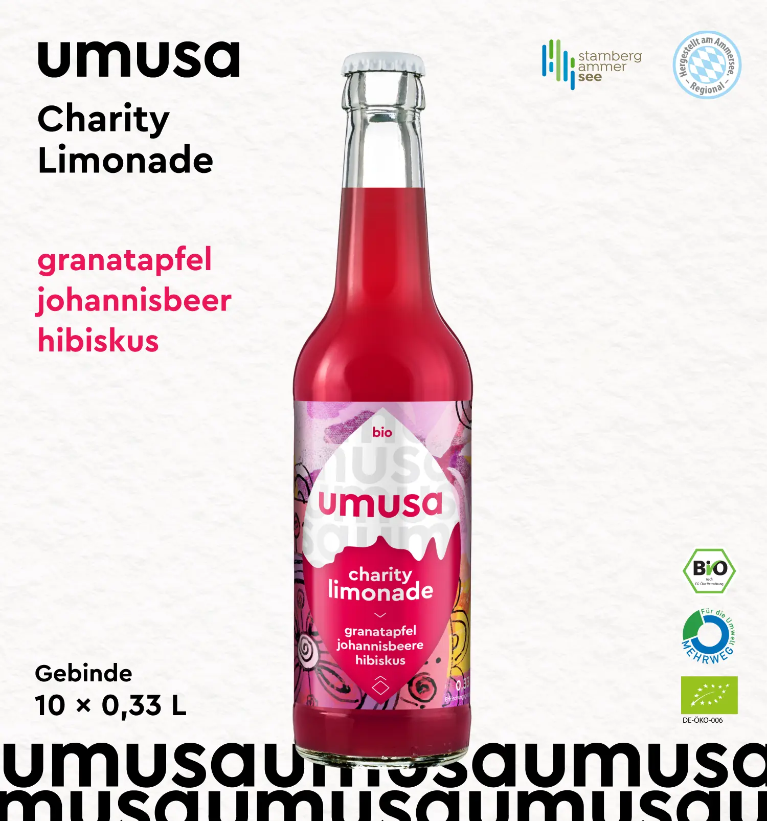 UMUSA Limo – Granatapfel Johannisbeere Hibiskus (10 x 0,33L Kiste)